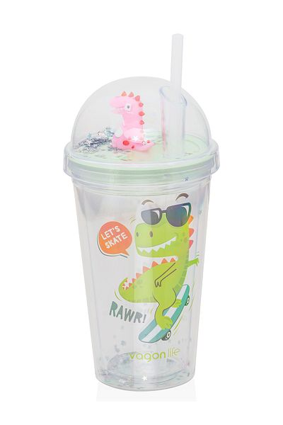Vagonlife Water Green 450 ml Water Bottle with Straw