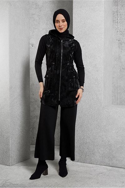 Alvina Hooded Sunny Leather Vest 45281