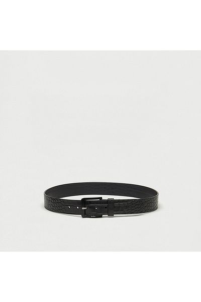 Lee Cooper Textured Leather Belt with Pin Buckle Closure
