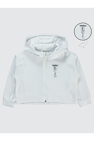 Civil Girls 6-9 Years White Hooded Girl's Cardigan