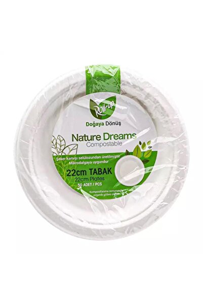 Roll-Up Nature Ecological Cardboard Paper Party Disposable Plate - 22 cm- 1 P...