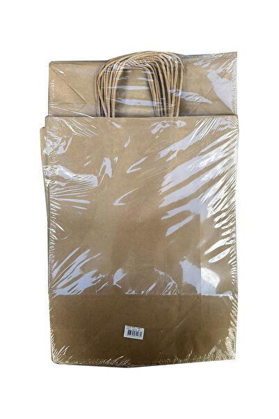 omeyva Büküm Saplı Kraft Kağıt Çanta Karton Hediyelik Poşet Torba - Sarı - 18x24 Cm. - 25 Adetlik 2 Paket