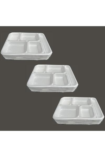 DAĞYÜCE Dağyüce Tek Kullanımlık Köpük 5 Bölmeli Tabldot Köpük Tabak - 26.5x35...