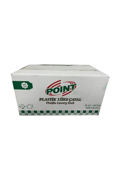 Point Plastic Luxury Transparent Fork - 18 cm- 3.2 Gr- 3000 Pieces - Box