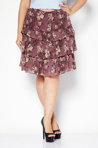 Ralph Lauren Women Floral Printed Basic Mini Skirt, Purple Combo