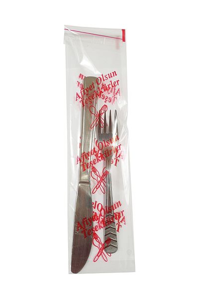 sska Fork Spoon Knife Bag - Bon Appetit Printed - Transparent - 1000 Pieces / 1 Kg