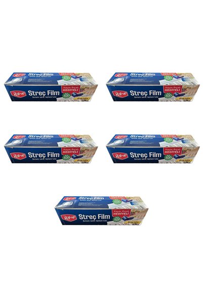 Roll-Up Şeffaf Mutfak Rulo Streç Film Folyo - 30 Cm. x 300 Metre - Gıdaya Uygun - 5 Paket