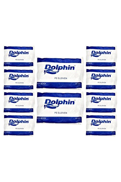 Dolphin PE İş Temizlik Tek Kullanımlık Şeffaf Poşet Market Eldiven - Büyük Boy- 100 Adetlik 10 Paket