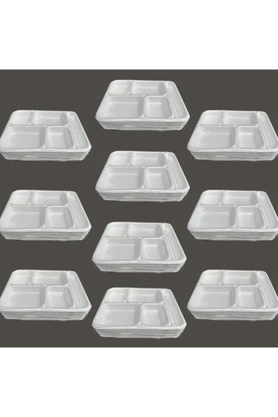 DAĞYÜCE Dağyüce Tek Kullanımlık Köpük 5 Bölmeli Tabldot Köpük Tabak - 26.5x35...