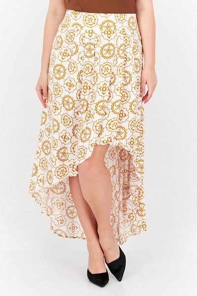 Vince Camuto Women Allover Pattern Midi Skirts, Ivory Combo