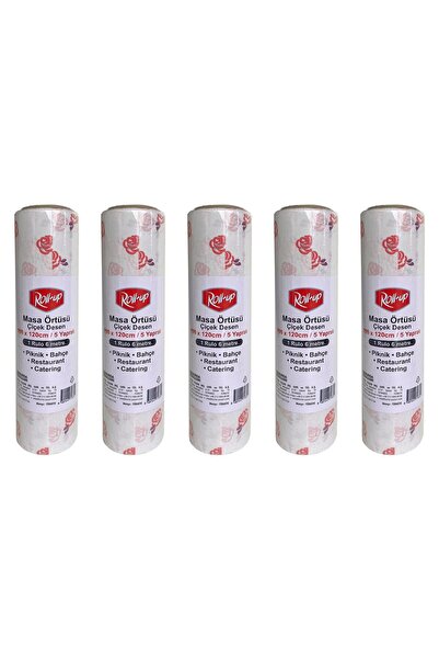 Roll-Up Çiçek Desenli Tek Kullanımlık Laminelli Kağıt Masa Örtüsü - 100x150 C...