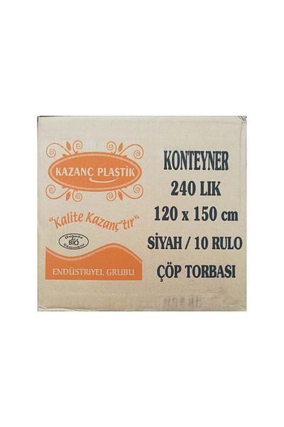 KAZANÇ Plastic 240 Liter Container Garbage Bag / 120 X 150 Cm/ Box of 100 Pieces / 900 Gr
