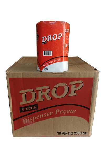 Drop Dispenser Desktop Napkin - 18 Packs of 2 Folds - 250 Pieces / Box