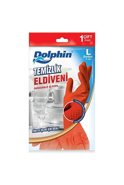 Dolphin Lateks Bulaşık Temizlik Eldiveni - Kırmızı - Large ( Büyük ) - 9-9,5 ...