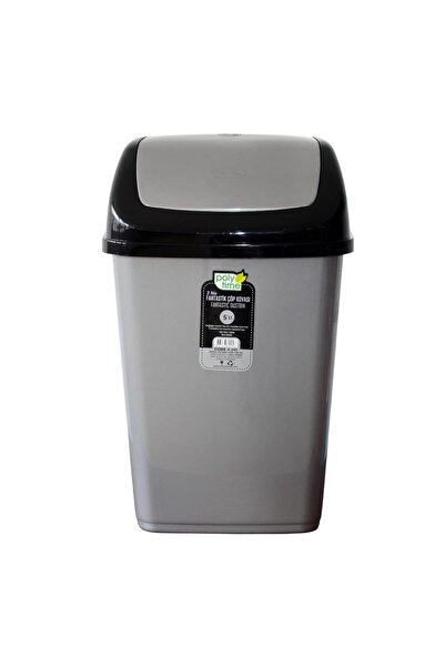 Genel Markalar Sallanır Kapak Ofis Banyo Mutfak Bahçe Çöp Kutusu Kovası / 2,5 Litre / Gri / 24x12x16 Cm.