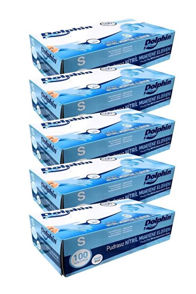 Dolphin Tek Kullanımlık Lateks Mavi Pudrasız Nitril Muayne Eldiveni Small Küç...