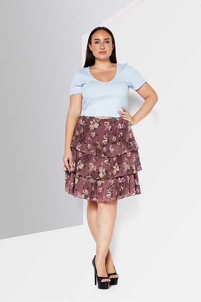 Ralph Lauren Women Floral Printed Basic Mini Skirt, Purple Combo