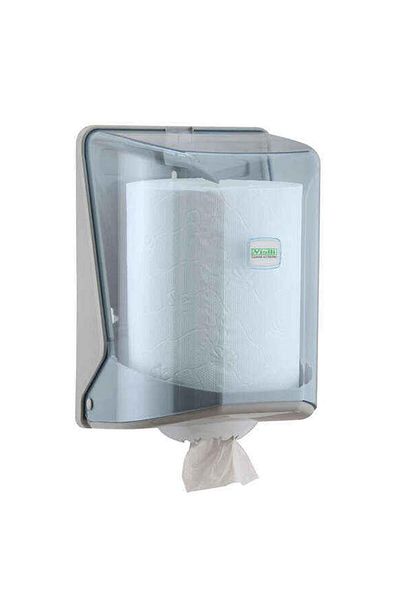 Vialli Og1t Bottom Pull Roll Paper Towel Dispenser Apparatus - Transparent - Plastic - Manual Pull