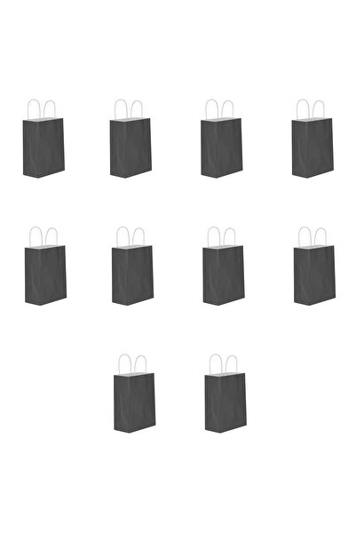 omeyva Büküm Saplı Kraft Kağıt Karton Hediyelik Çanta Poşet Torba - Siyah - 2...