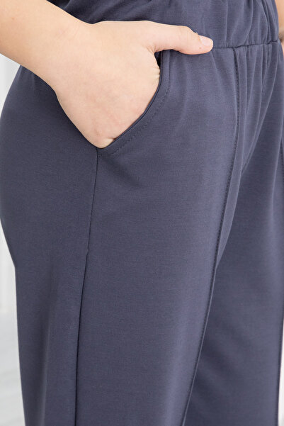 Cansın Mini Indigo Wide Leg Slit Girl's Trousers 20289