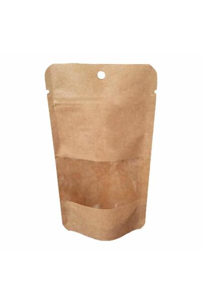 DOYPACK Pencereli Kraft Delikli Kilitli Kese Kağıdı - Küçük Boy - 11x18x7 Cm. - 20 Adetlik 10 Paket