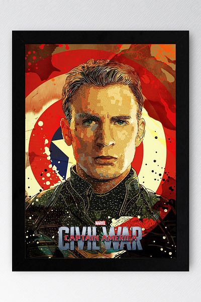 Saturn Captain America Framed Painting - Civil War Marvel Poster Painting
