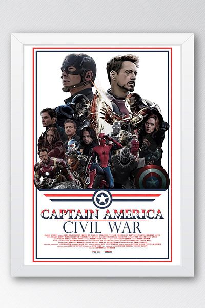 Saturn Επιτραπέζιο με κορνίζα Captain America - Επιτραπέζια αφίσα Captain America Civil War Marvel