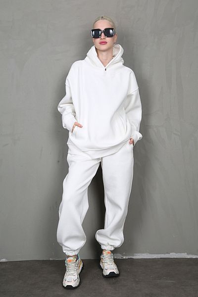 Madmext Ecru Hooded Oversize Women's Tracksuit Set Mg1905