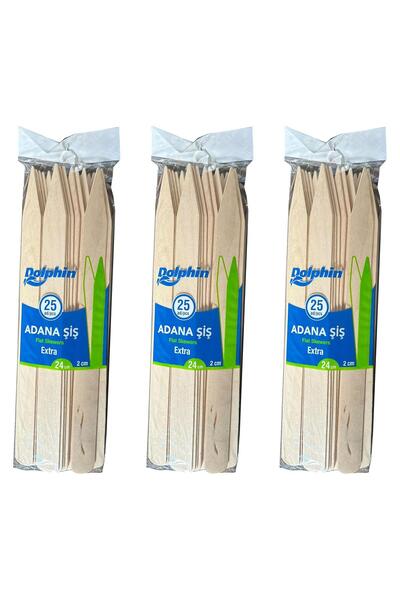 Dolphin Bambu Ahşap Adana Çöp Şiş - Boy : 24 Cm. / En : 2 Cm. - 25 Adetlik 3 ...
