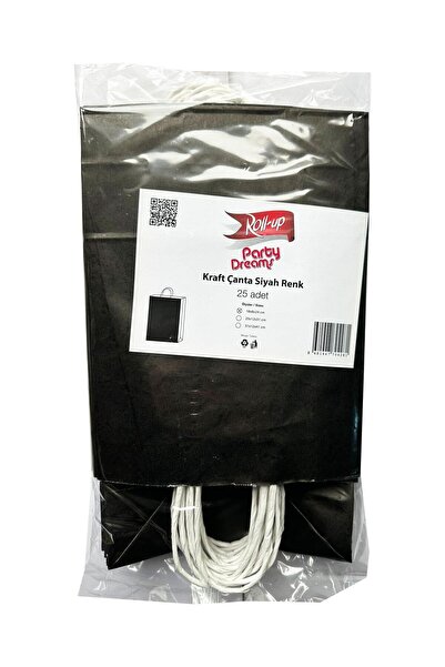 Genel Markalar Büküm Saplı Kraft Kağıt Karton Hediye Çanta Poşet Torba - Siya...