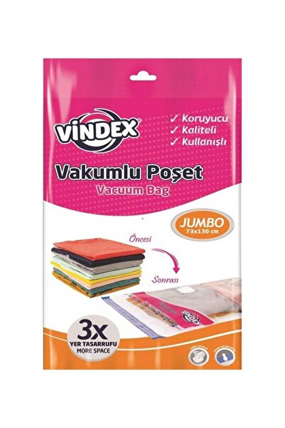 Vindex Vakumlu Giyisi Yastık Yorgan Saklama Torbası Poşeti Hurç - Jumbo - 73x...