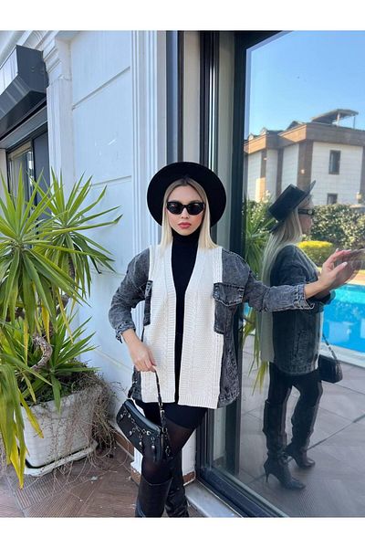 For Angels Denim Hair Braided Mercerized Jacket with Sleeves