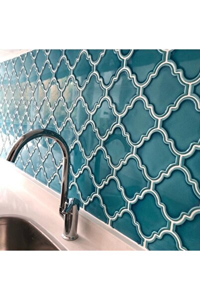 Armada Çini 12x12 Ottoman Rölyefli Arabesk Turkuaz Çini