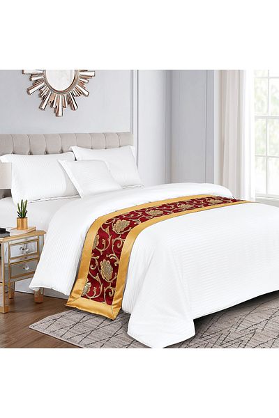 Generic Hotel Stripe Comforter Set King Size 220X240 CM, 100% Cotton With Bed Scarf Size 50 X180cm