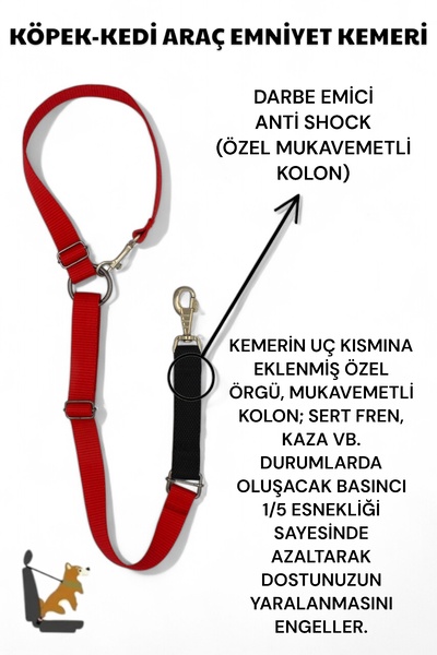 CARAMELOS Evcil Hayvan Araç Emniyet Kemeri Kedi Köpek Araba Oto Tasması Oto Aksesuarı Kedi Köpek Emniyet Kemer