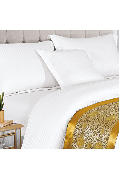 Generic Hotel Stripe Comforter Set Twin Size 160X210 CM, 100% Cotton With Bed Scarf Size 50 X180cm