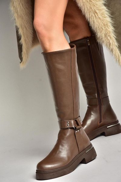 Fox Shoes Τ 996663009   Καφέ Γυναικείες Μπότες με χαμηλό τακούνι
