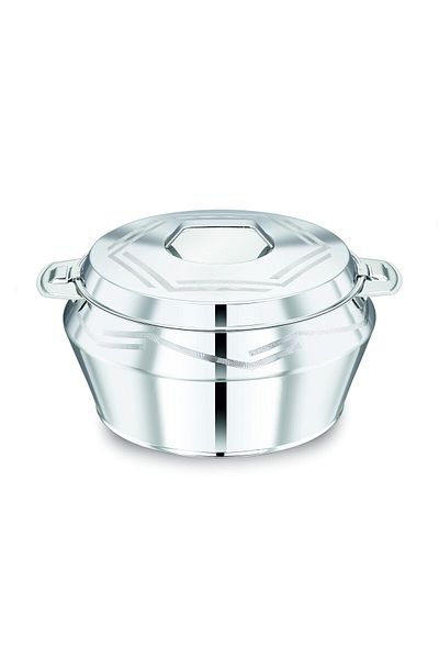 Bohara Stainless Steel Food Container (SHAKILA) Decorated With Gray Patterns, Capacity 2500ml