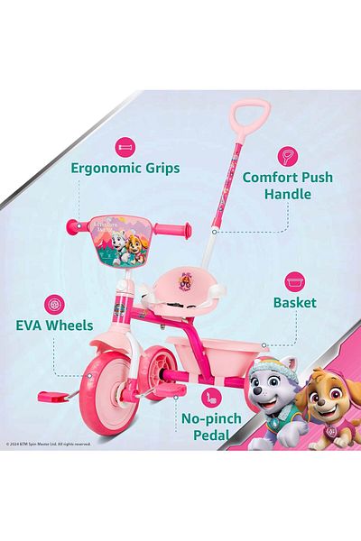 SPARTAN Paw Patrol Tricycle with Pushbar For Girls