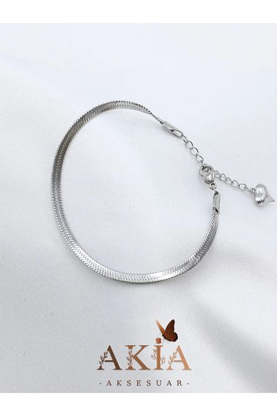 AKİA Italian Steel Chain Bracelet - Silver Color