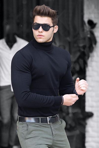 Madmext Pulover cu gât negru 4656