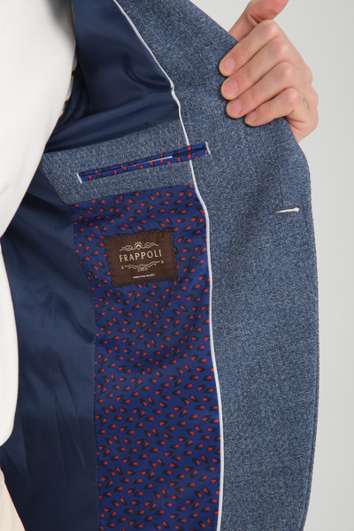 Frappoli Чоловічий темно-синій піджак Allegri з однобортним коміром з візерунком з вузьким облягаючим кроєм