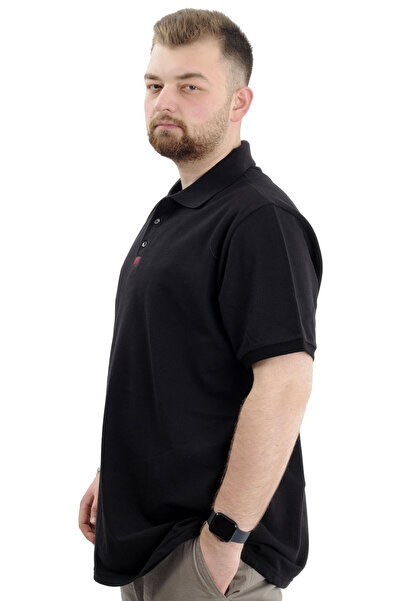 ModeXL Large Size Polo Neck Men's T-Shirt - U24328 Black