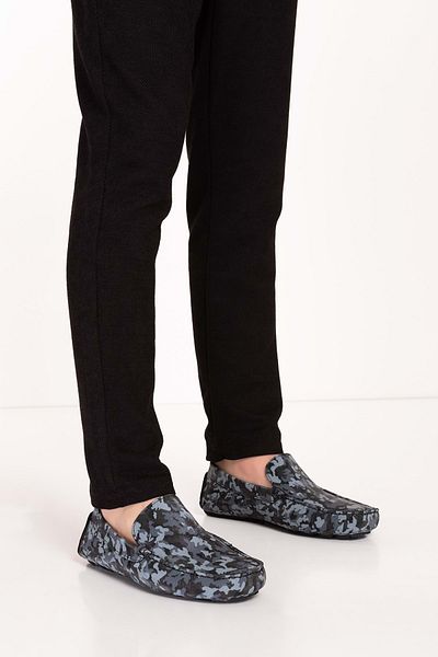 Gondol Pantofi pentru bărbați din piele naturală cu talpă flexibilă cu model de camuflaj tx.11870