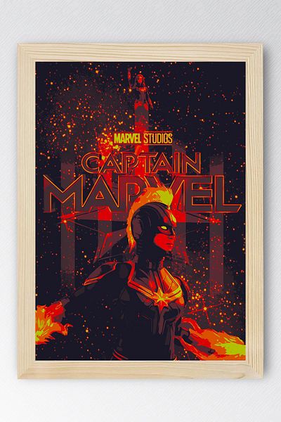 Saturn Captain Marvel Framed Painting - Captain Marvel Poster Painting