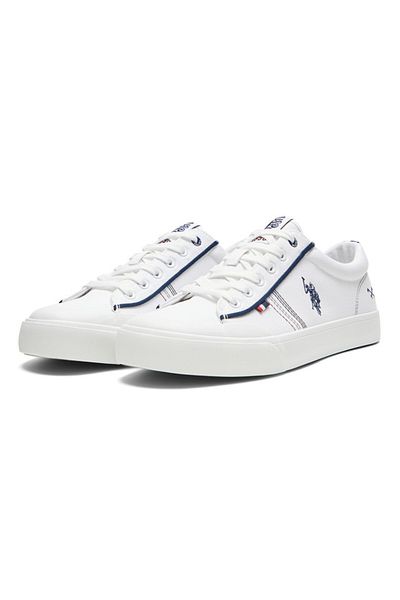 U.S. Polo Assn. Men's White Classic Low-Top Sneakers,Lightweight Casual Shoes for Everyday Style