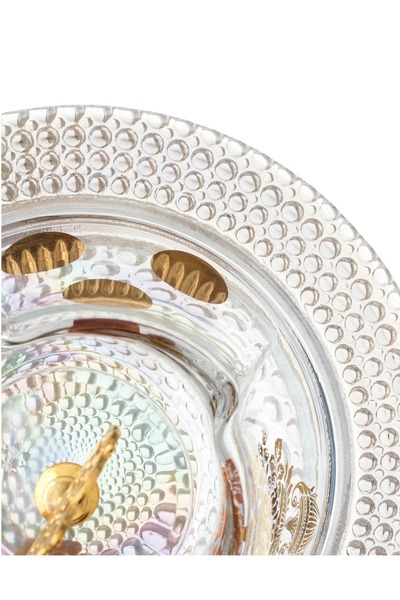 Byblos Turkish glass dates and sweets bowl with decoration size 27 cm in diameter and 5 cm in depth