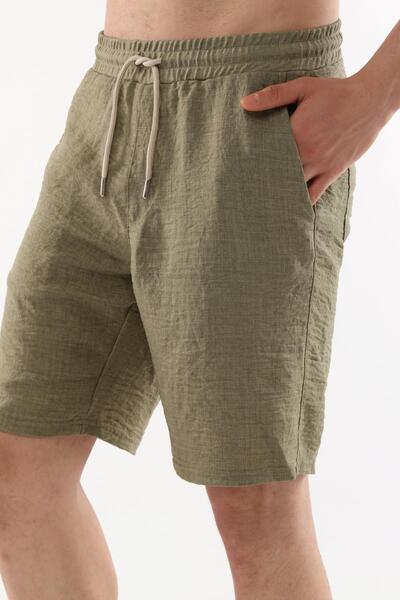 CEDY DENIM Erkek Yazlık Sentetik Keten Yüksek Bel Lastikli, Bol Kesim Şort C348