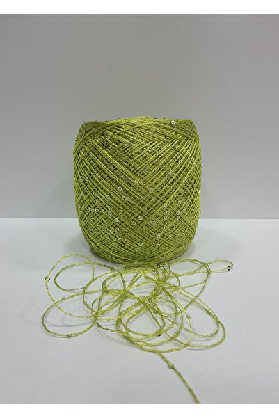 İPLİKOUTLET Fıstık Yeşili Gümüş Pullu İp 200 Gram