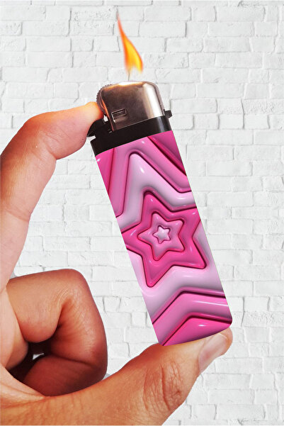 SARANG Çakmak 3D Stars Pink Baskılı Klasik Çakmak